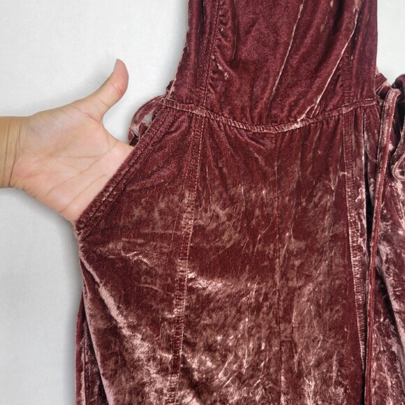 Free People 90’s Forever Overalls Brown Velvet Women's Size XSmall Msrp $168 - Picture 15 of 16